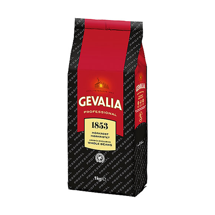 Kaffebönor Gevalia 1853 Dark, mörkrostade hela bönor, 8 x 1000 g (8x1kg)