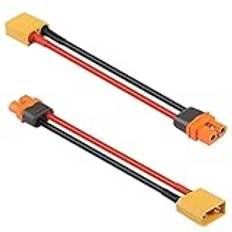 GELRHONR XT90 till XT60i konverteringsadapterkabel med 12 AWG 7,5 tum silikontråd för Ebike-batteri RC Lipo batteri FPV drönare – 2-pack (XT90 hane)