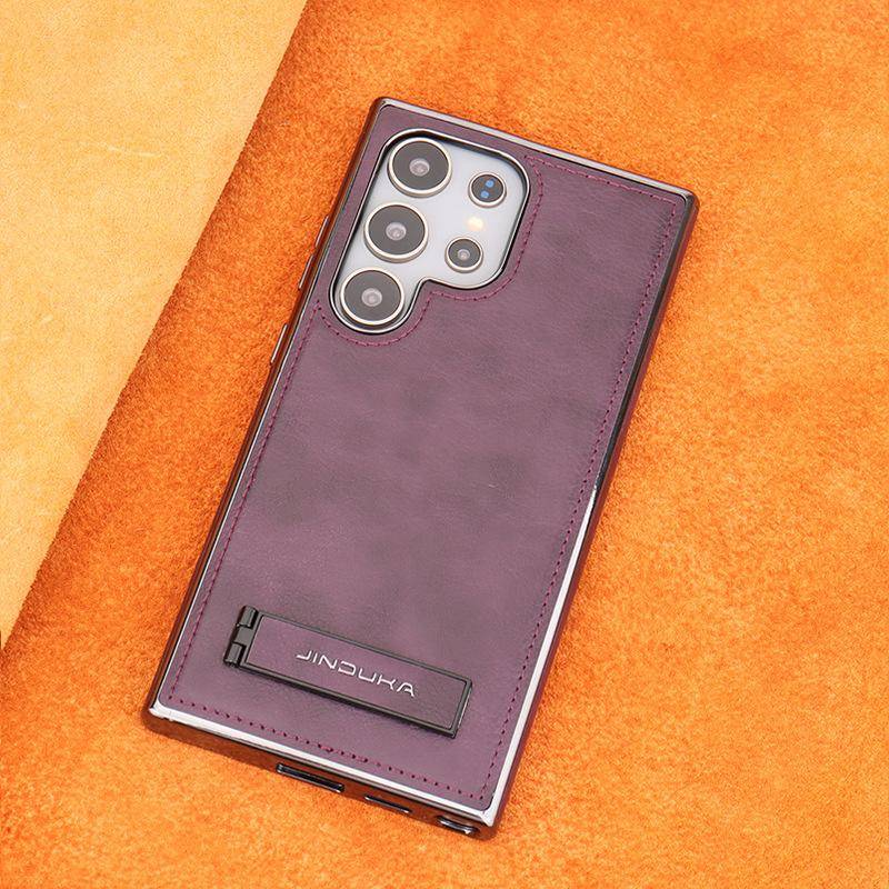 Suitable for Samsung S24 Ultra Mobile Phone Case High-end Bracket Business 23plus Anti-fall Full-inclusive Galaxy 24 Leather Case Samsung Galaxy S23