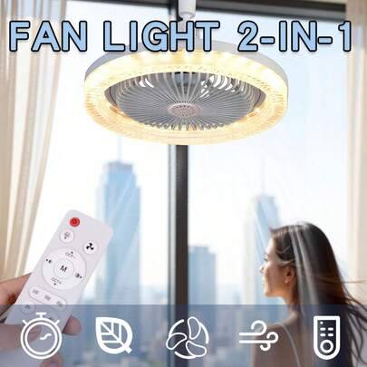 Roterbar 3-i-1 takfläkt med fjärrkontroll belysning lampa E27 konverter sockel belysning sockel sovrum vardagsrum Miflame (En-Storlek)