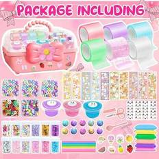 Nano Bubble Tape-leksak - Nano Slime Squish & Blow Bubbles, Multifunktionellt Nano Bubble Lim, DIY Nano Dubbelhäftande Tejpset, Bästa Gåvan För Barn P - Multifärgad (Mini kristall lera (5 stycken),Presentförpackning modell B,Presentförpackning modell A,Väska typ)