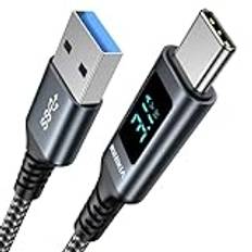 NIBIKIA USB C-kabel 2 m 3,1 A snabbladdningskabel USB C, QC 3.0 och USB 3.0 5 Gbps datahastighet med LED-skärm, kompatibel med iPhone 15/15 Pro, MacBook Pro/Air, iPad Pro/Air, Samsung Galaxy S23 S22