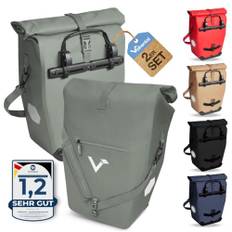Valkental® Große & wasserdichte Gepäckträgertasche [28L] Abschließbare Befestigung [PVC frei] Fahrradtasche für Gepäckträger mit großen Reflektoren - Inkl. Tragegurt & Innenfächer - Geprüfte Qualität