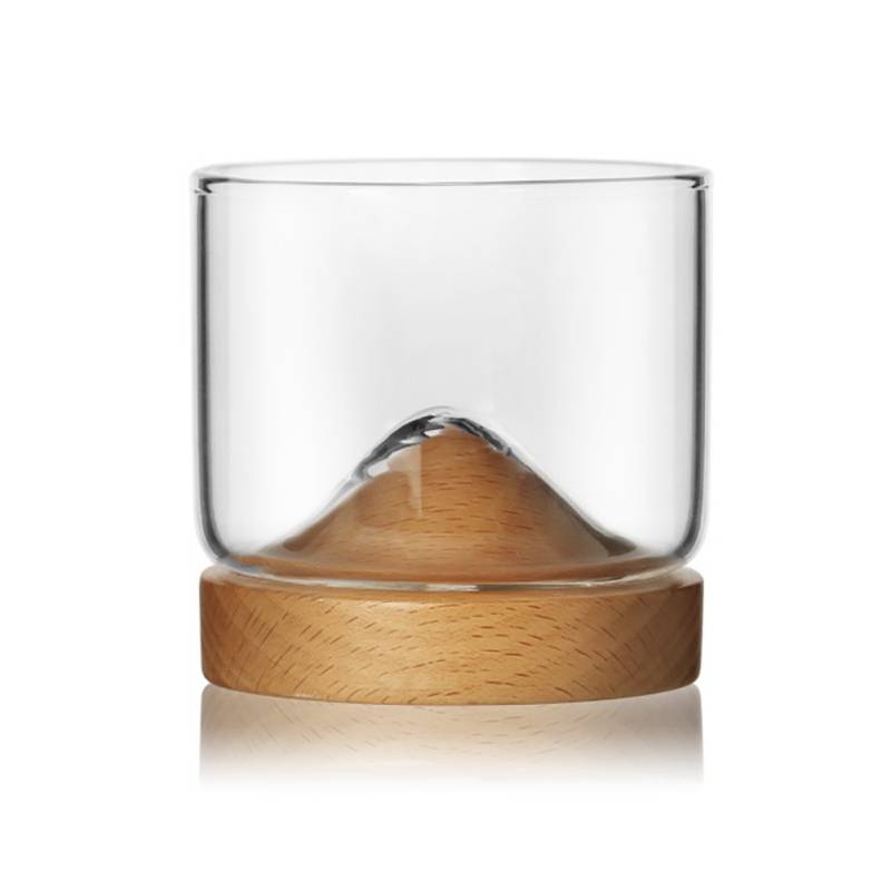 Hem kök whiskyglas bergbotten träbotten vin transparent glas kopp för whisky vin vodka för bar club - B