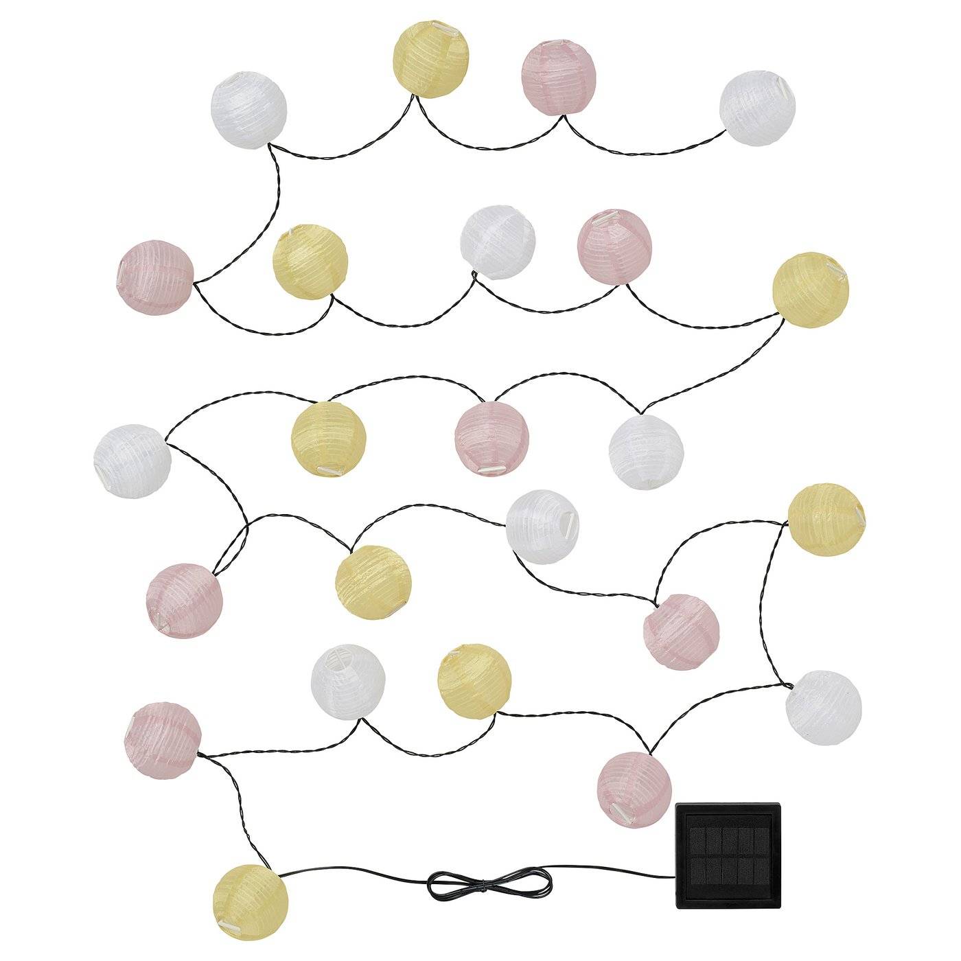 SOLVINDEN LED ljusslinga med 24 ljus, solcellsdriven klot/gul rosa