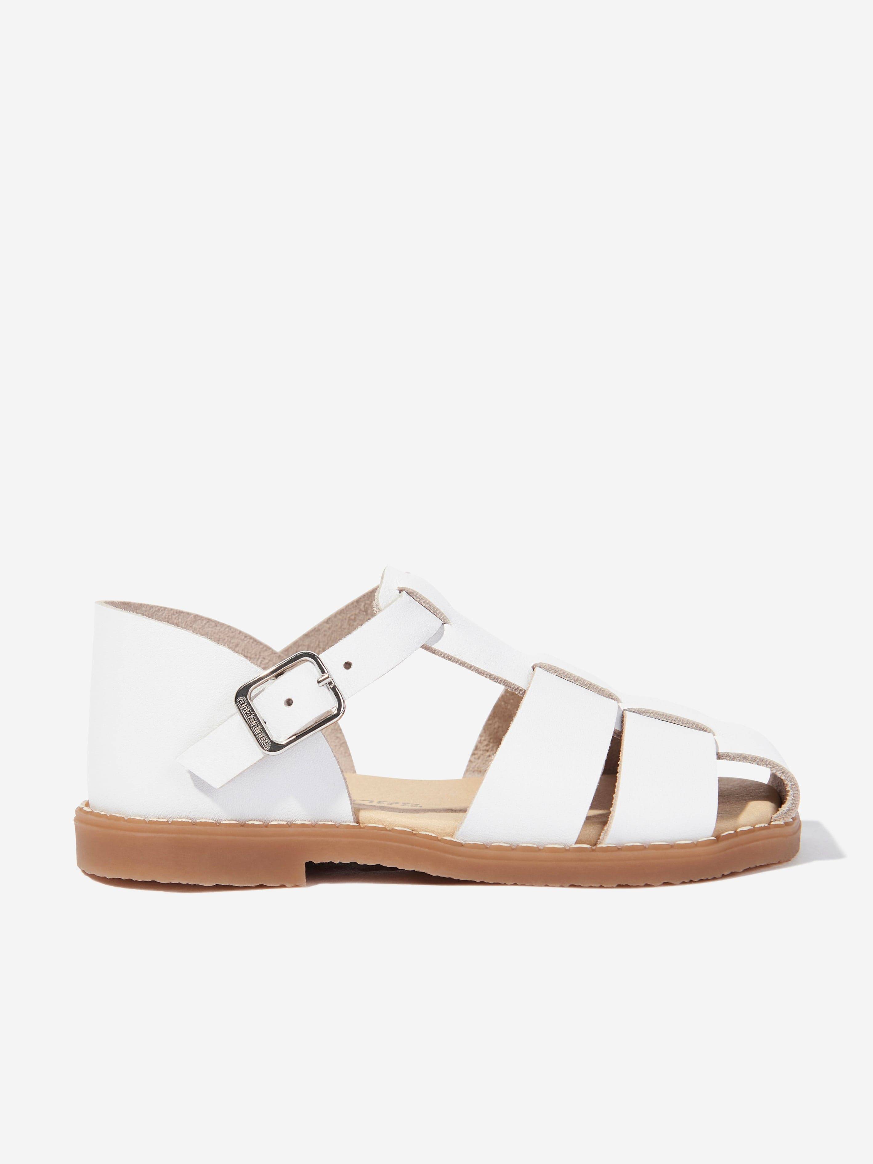Andanines Kids Leather Sandals in White - White / EU 20 UK 4 (EU 20 UK 4)