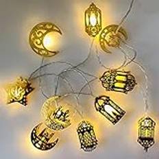 20 LED hängande ramadanlampor, 10 fot Eid Mubarak-ljusslingor, batteridrivna Eid Ramadan-ljusslingor, muslimska ramadan-lampor, 2 lägen, Ramadan Mubarak LED-lampor för hem, utomhus (01)