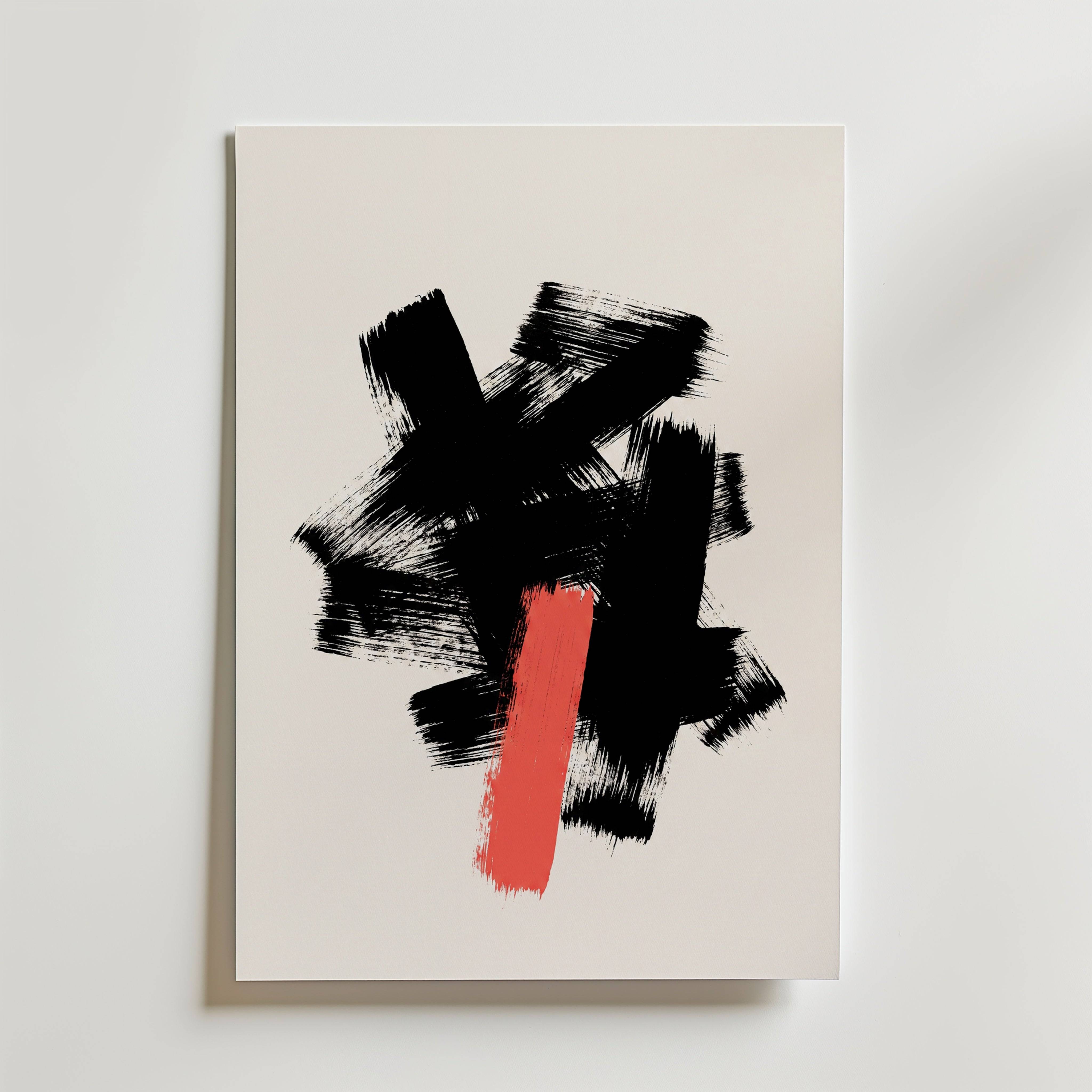 Ink & Coral Poster - Premium Canvas 21x30 cm Utan passepartout