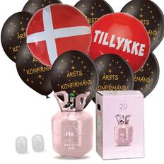 Helium Kit med 10 Konfirmationsballoner Sort & Hvid – Skab magi til festen