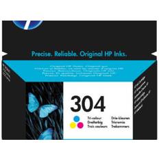 HP 304 Tri-color Original Ink Cartridge blækpatron 1 stk Standard udbytte Blå, Magenta, Gul