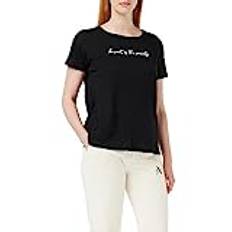 Armani Exchange dam sustainable, pojkvän passform, tryckt citat T-shirt, svart, L