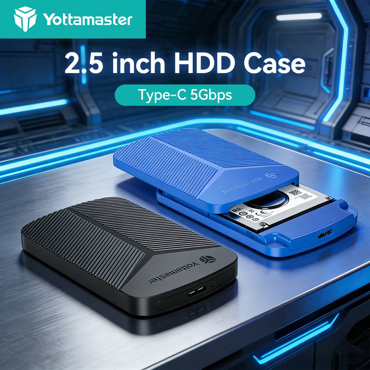 Yottamaster HDD Case 2.5 inch Hard Drive Case SATA to USB3.0 HDD Enclosure External HDD Case Box Support 4TB for PC Laptop