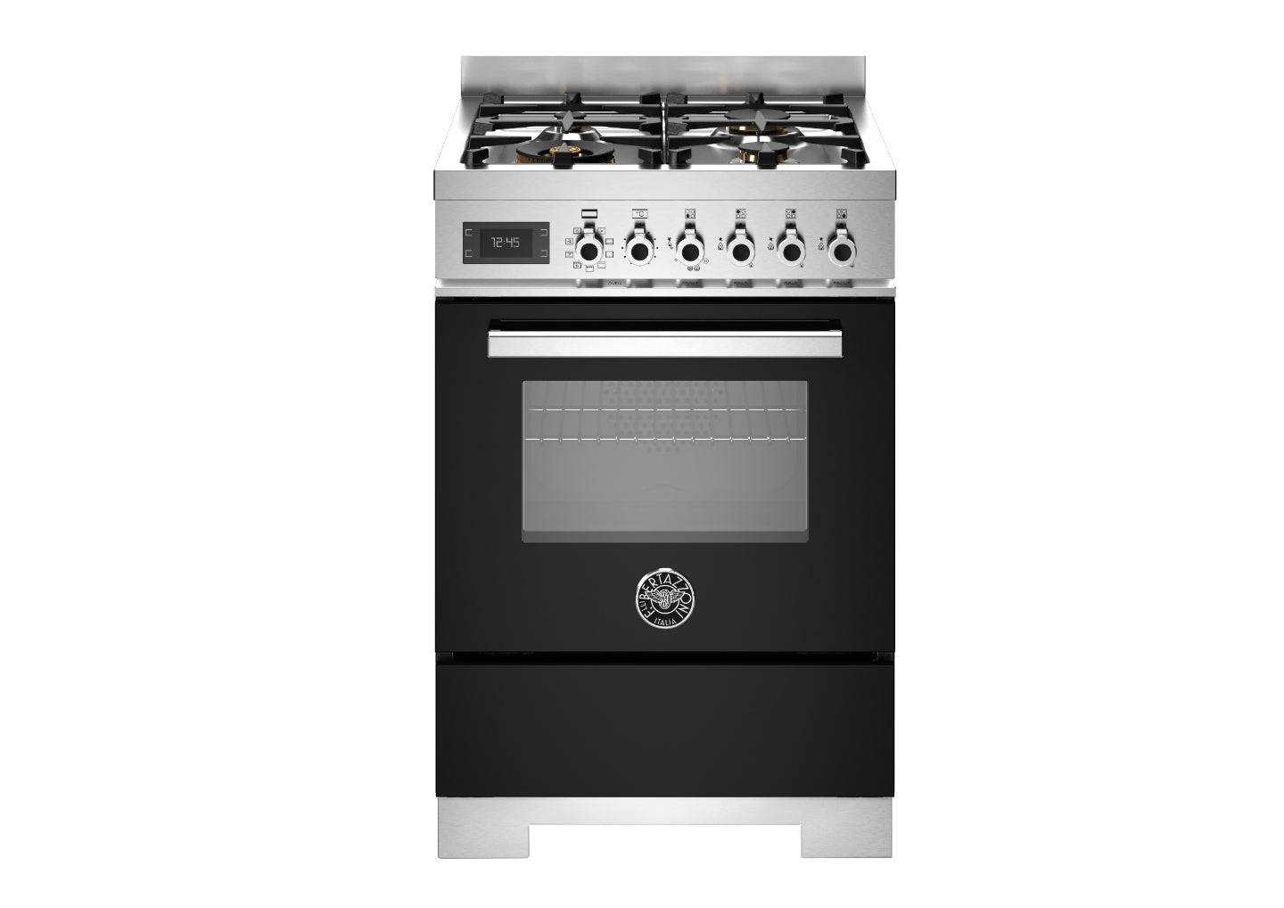 Bertazzoni, Professional-serien, Gaskomfur, 60 cm, 4 gasblus, 1 ovn. Sort.