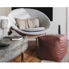 Läder Sittpuff Brun Präglad