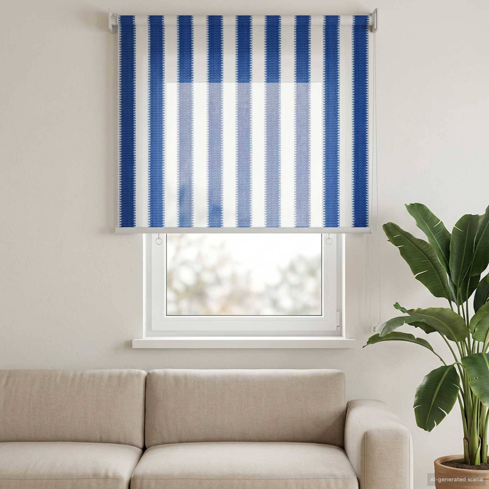 vidaXL Udendørs rulleskærm 90% UV blok Blå og Hvid Stribet 60 x 140 cm