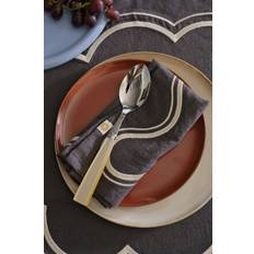 Ellos Home - Serviet Elly Scallop i genanvendt halvlinned 2-pak - Grå - 40X40
