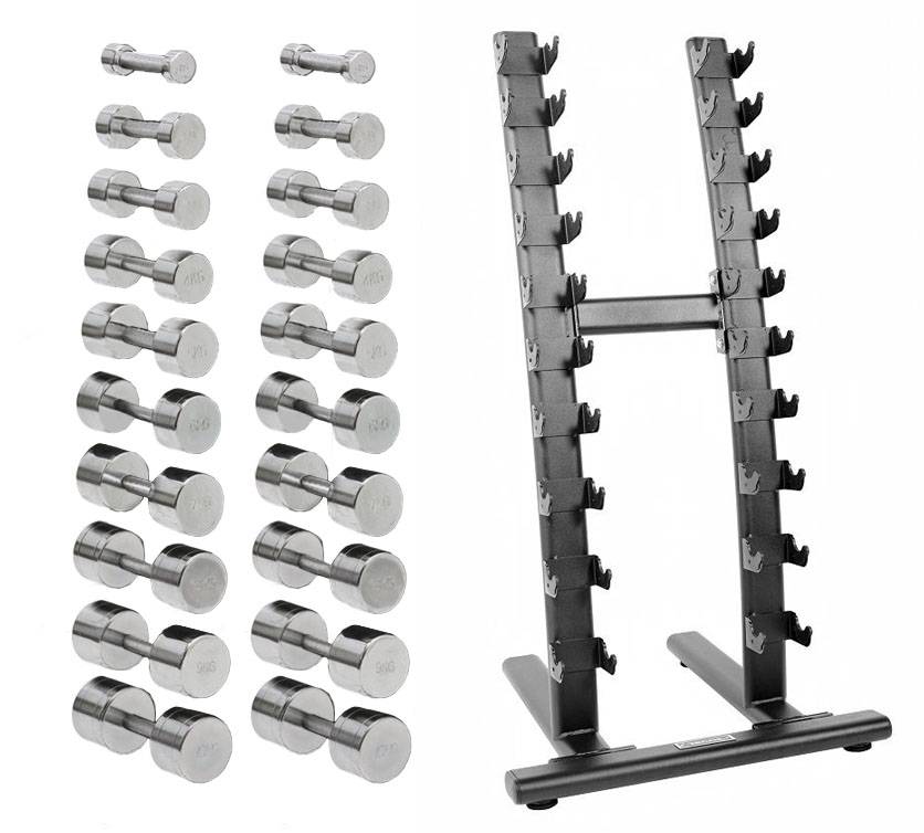 Kromhantelset 1-10kg med Stativ