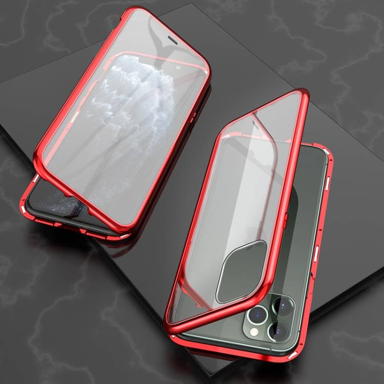 iPhone 11 Pro Skal Magnetiskt i Härdat glas -  Röd (Färg: Röd)
