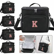 1 st crossbody lunchväska stor kapacitet vattentät kylväska för män student termiska lunchväskor med sidofickor crossbody väska axelväska initialer a - Svart (A,B,C,D,E,F,G,H,I,J,K,L,M,N,O,P,Q,R,S,T,U,V,W,X,Y,Z)