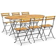 Tidyard 7-TLG. Trädgård sittgrupp trä hopfällbar trädgård matgrupp 6 personer trädgårdsmöbler set trädgårdsbord med stolar, trädgårdsgrupp sittuppsättning, trädgårdsuppsättning