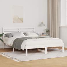 vidaXL Sängram med huvudgavel Vit 120 x 200 cm Massiv furu