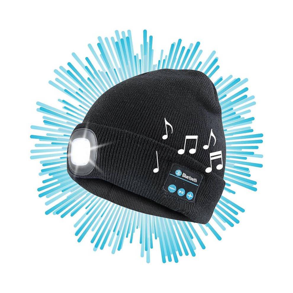 (grey) Bluetooth LED Beanie Warm Insulating Rechargeable Hat with Bluetooth Speakers and LED Light Warm Beanie