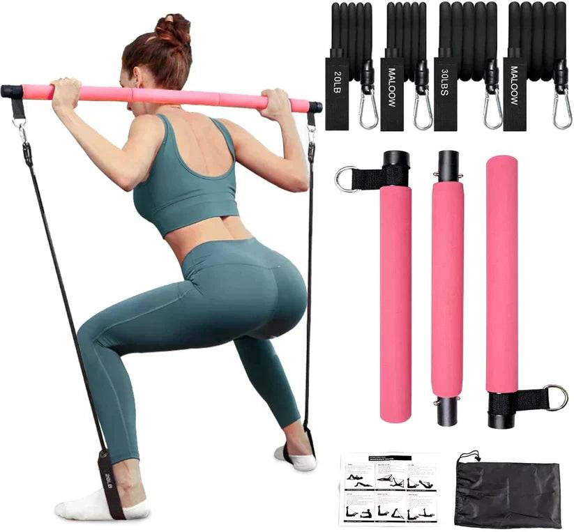 PilatesCore – Komplett Pilates Stånguppsättning för Hemmet - Rosa