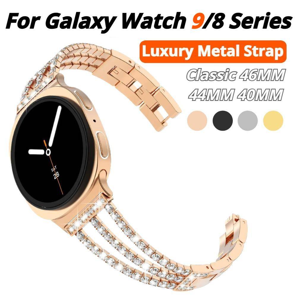 Diamantarmband för Samsung Galaxy Watch8 44mm 40mm Lyxigt Metallarmband för Damer för Samsung Galaxy 8 Classic 46mm Correa silver
