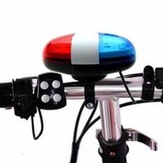 Praktisk cykel polis frontljus varning siren cykling elektrisk hornklocka med 6 led