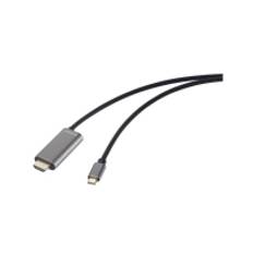 SpeaKa Professional USB-C® / HDMI Adapterkabel USB-C® stik, HDMI-A-stik, USB-C® bøsning 1.50 m Sort SP-12866472 4K UHD, med ladestik, Aluminiumsstik HDMI-kabel