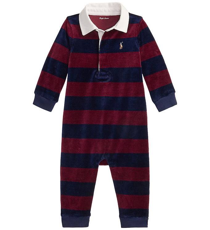 Polo Ralph Lauren Onsie - Velour - Classic+ Wine/Marinblå - Polo Ralph Lauren - 74 - Onesie