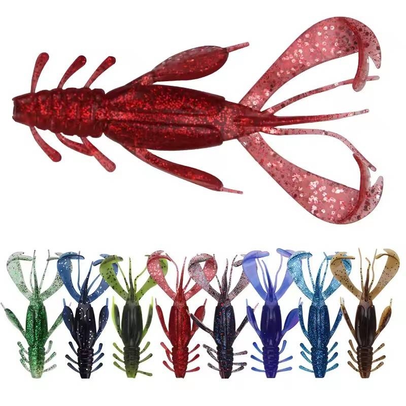 WEIHE 4pcs Beard Shrimp Soft Lure 10cm 10g Fishing Artificial Bait Soft Fishing Lure Simulation Lifelike Prawn Soft Shrimp Bait