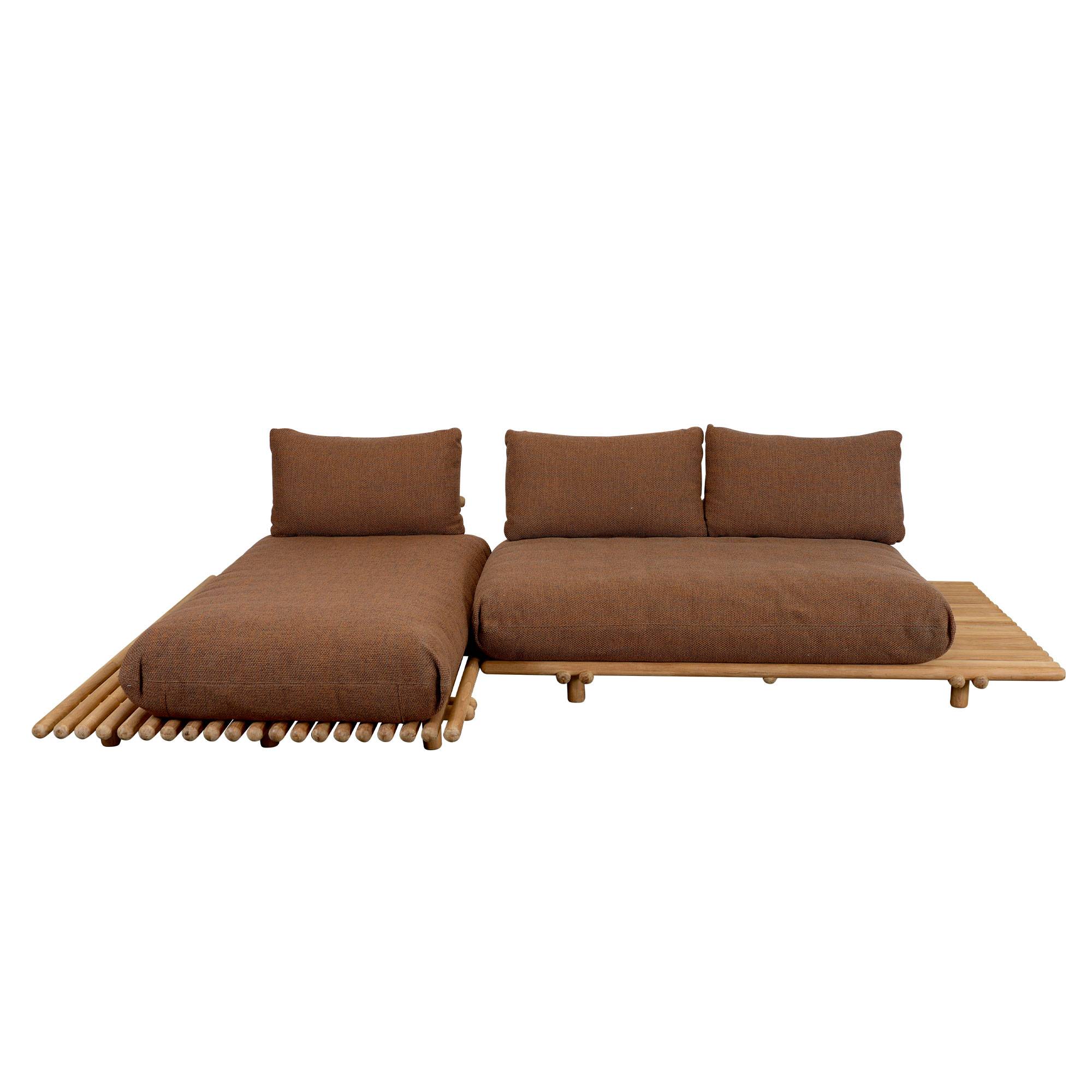 Sticks Platform sofa med chaiselong Teak/Umber brown Cane-line Rise