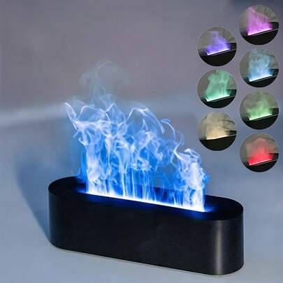 Elektrisk aromdiffusor, aromdiffusor med öppen spis, 5,07 oz ultraljudsfuktare med kall dimma och färgat stämningsljus, bekväm eterisk oljediffusor fö