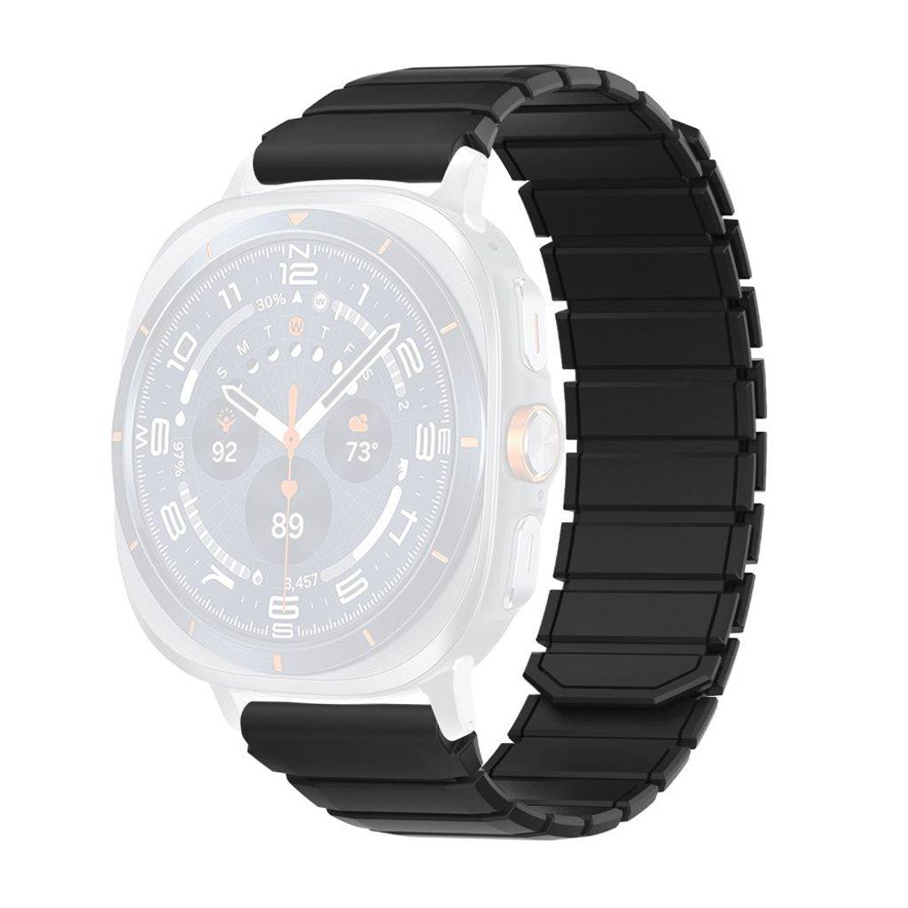Samsung Galaxy Watch9/9 Classic/8/8 Classic Tofarvet magnetisk silikone urrem - Sort