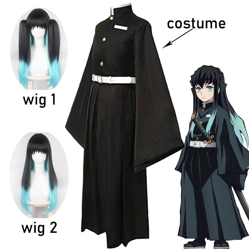 Tokitou Muichirou Cosplay Kostym Anime Demon Slayer Cosplay Kimetsu No Yaiba Kisatsutai Uniform Peruk Halloween Kläder cm