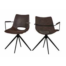 Cayman Stol - Dark Brown mickrofiber - Armlæn og drejefod