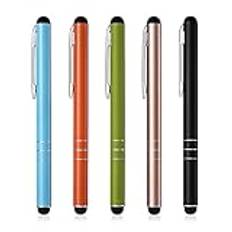 Pekpenna 5 stycken pekpenna Stylus Pen pekskärm penna för iPhone Samsung Galaxy Huawei surfplattor och alla smartphone, färg: svart, guld, grön, orange, blå