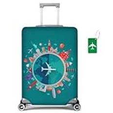 flintronic Bagageskydd, resväska, resväska, elastiskt skyddsfodral för resväska 22–32 tum, med bagagelapp x 1, Flerfärgad, L (26-28 Zoll), 1 x