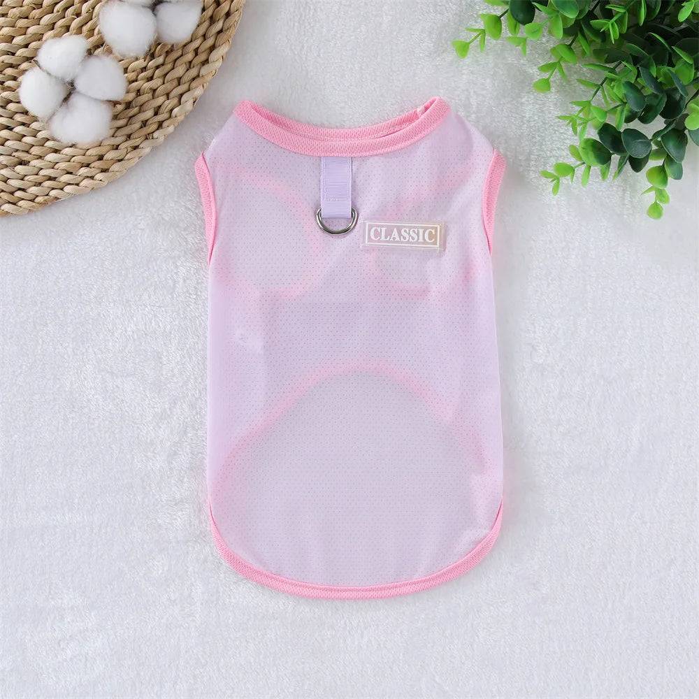 Breathable Mesh Cooling Vest with D-Ring for Small Dogs - Pink / L (L)