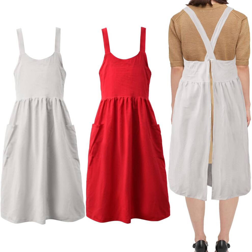 Uaussi Kvinder bomulds forkl?de vintage stuepige kostume forkl?de cosplay victorian pinafore kjole x cross grime til bagning af havearbejde