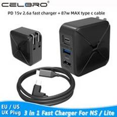 Bärbar nätadapter snabb laddare för nintendo switch typ c till hdmi tv adapter laddare hub för nintend switch ns eu us uk plug - Us plugg