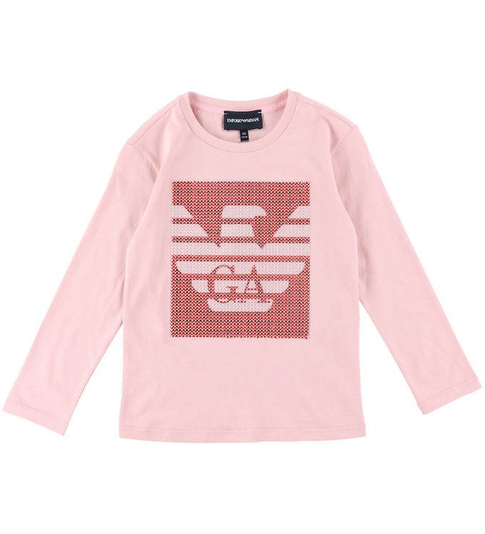 Emporio Armani Bluse - Rosa/Rød m. Pailletter - Emporio Armani - 12 år (152) - Bluse