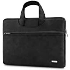 TECOOL 13,3-14 tums Laptop Fodral Skyddsfodral med Handtag, Läderportfölj Vattentät Väska för Macbook Air 13/Pro 13 14, 13,5 Surface Laptop, Huawei MateBook D 13 14, Dell/Asus/Lenovo/Hp - Svart
