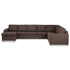 Basic Home Crazy 6-sits Vänstervänd U-formad X-Large Hörnsoffa med divan i Tyg - Brun