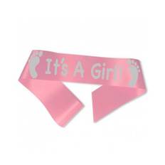 Ordensbånd It's A Girl! Pink - Metallic Sølv Tryk – Uforglemmelig barnedåben