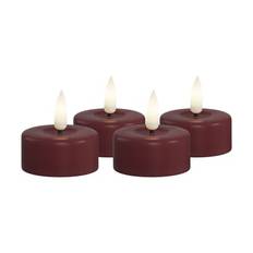 Deluxe Homeart LED Fyrfadslys - 4 stk. - H 4 x Ø 3,5 cm - Stearin - Bordeaux
