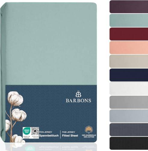 BARBONS Spannbettlaken 160x200cm - 100% Baumwolle Spannbetttuch Grün