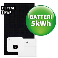 Growatt hybrid solcelleanlæg t/tegl 8 kWp 3-faset