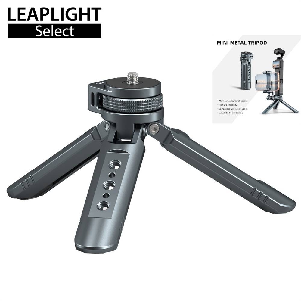 LEAPLIGHT Aluminum Tripod for DJI Osmo Pocket 3/4/4P//360LunaUltra Handheld Grip Mini Desktop Stand W 360° BallHead+Phone Holder
